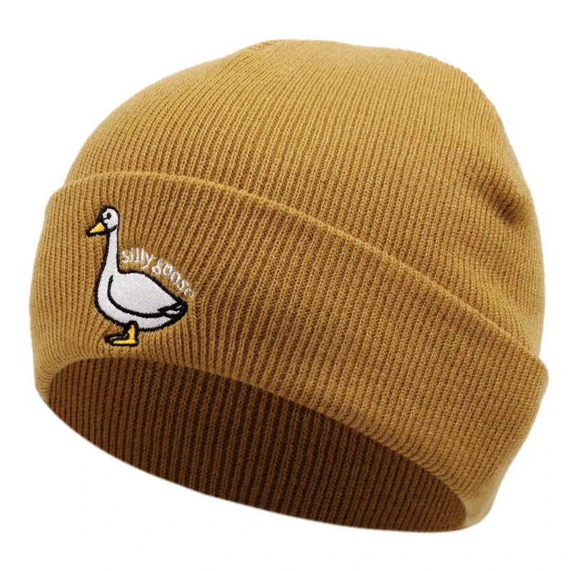 Silly goose embroidery Knit Hat winter keep Warm beanie men women Outdoor casual hip hop hat