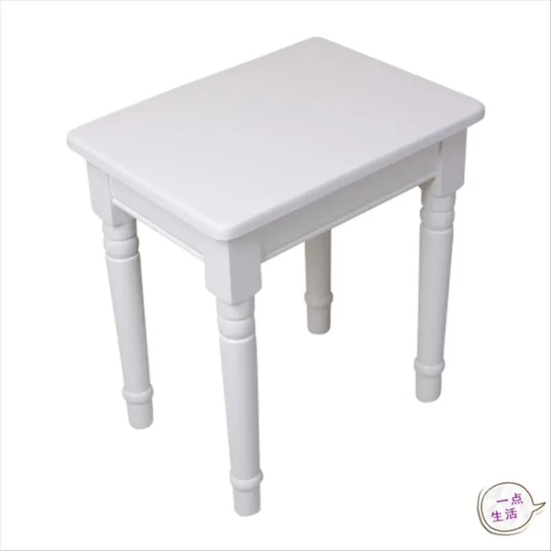 All solid wood square stools, dining table stools, dining stools, ivory white wooden , Mediterranean , dressing stoo