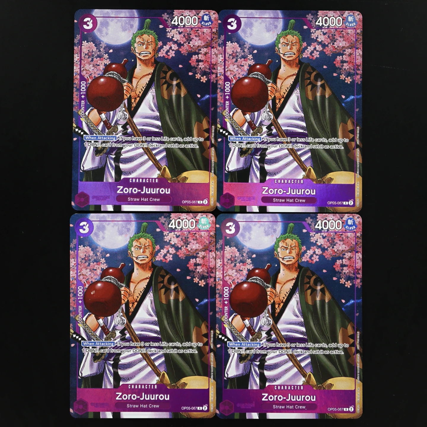 

Коллекционная карта One Piece TCG OPCG на английском языке OP05-067 Zoro-Juurou R 3 Cost Purple Zoro Textured Foil (Аниме-карта)