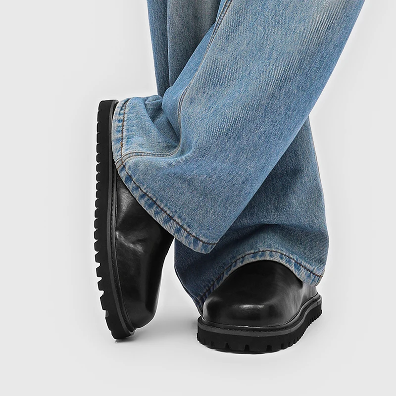 Black Casual Lazy Commuting Men Shoes New Outdoor Men Slippers Retro Thick Soled Boken Shoes