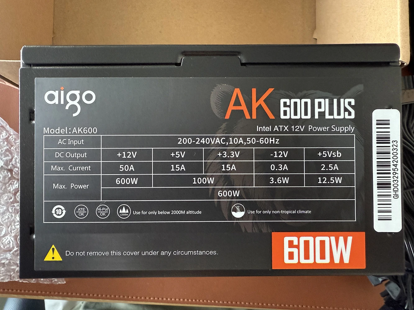 Aigo AK 600 واط وحدة امدادات الطاقة PSU الأسود الألعاب هادئة 120 مللي متر RGB مروحة 24pin 12 فولت ATX سطح المكتب الكمبيوتر امدادات الطاقة ل BTC