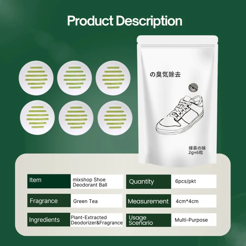 

6 шт. портативный дезодорант для обуви, шарики, впитывающие влагу, долговечный, свежесть, средство для устранения запахов, органайзер для шкафа, освежитель обуви