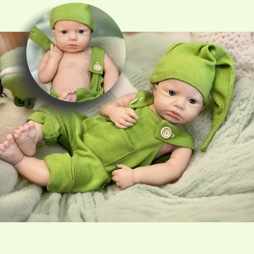 

Washable 18Inch LouLou bebe reborn de silicona Boy Doll With Painted Bald Soft Touch Handmade Lifelike Corpo De Silicone Doll