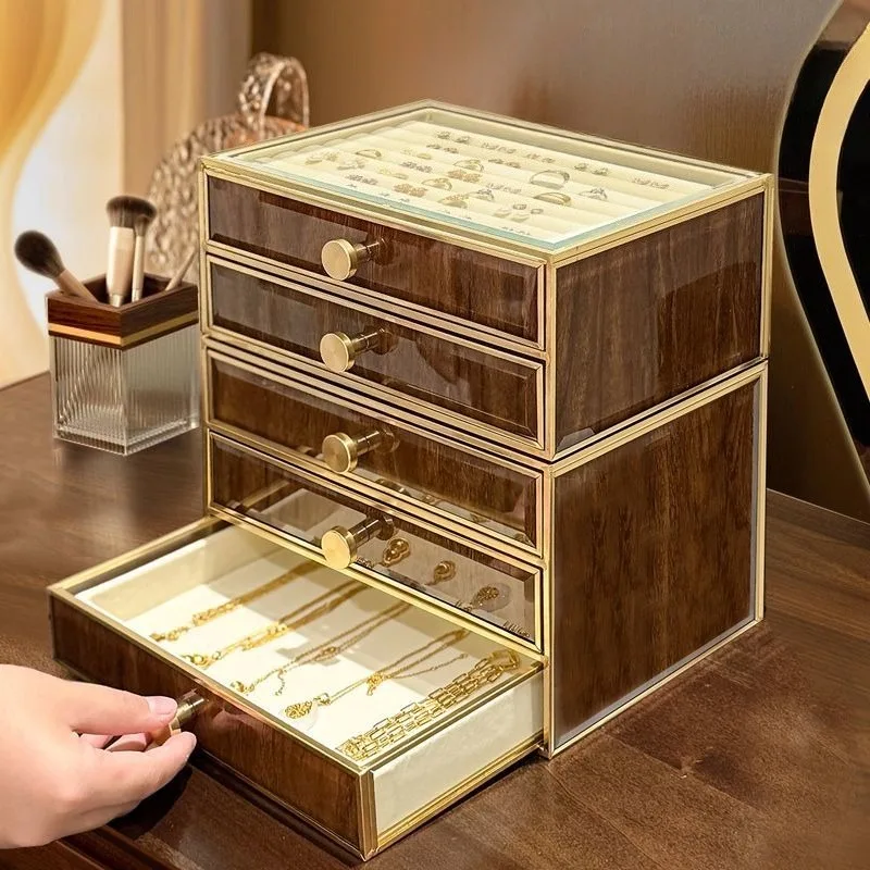 Large Capacity Jewelry Box Multifunctional Ring Storage Boxes Luxury Bracelet Organizer Case Portable Drawer Jewelry Gift Boxes