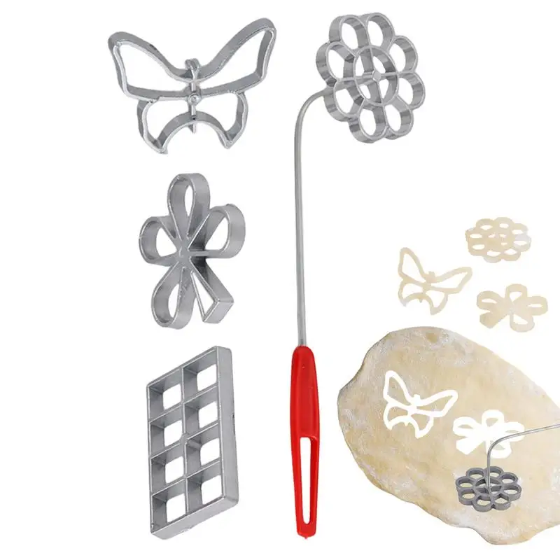 4Pcs/Set Rosette Iron Mold Bunuelos Cookie Cutter With Handle Detachable Baking Molds Kitchen Gadgets For Fried Dumplings Shrimp