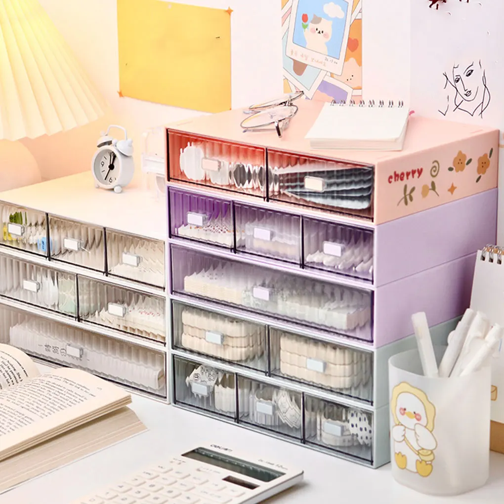Scatola portaoggetti in plastica per applicazioni larghe per l'organizzazione fai-da-te ed efficiente Cancelleria a linea liscia Rosa 1 cassetto