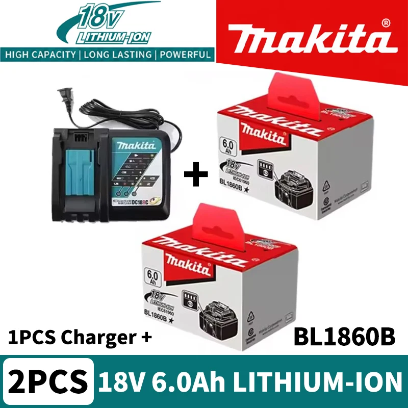 Batteria di ricambio originale 18V 6.0Ah Li-ion, nuovo stile 2026, per utensili elettrici a batteria Makita 18V LXT, compatibile con BL1830 BL1840 BL1850 BL1860B, batteria senza caricabatterie o