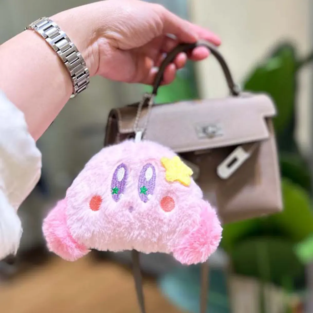 Kawaii Kirby Plush Keychain Cute Cartoon Pink Star Doll Stuffed Keyring Backpack Pendant Decorative Accessories Gift For Kids