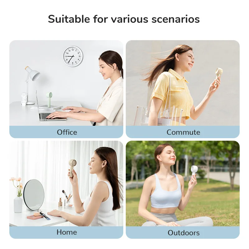 JISULIFE Mini Portable Fan Powerful Trubo Rechargeable Bladeless Fans Ultra-quiet Personal Hand Fan Small Pocket Hand-held Fan