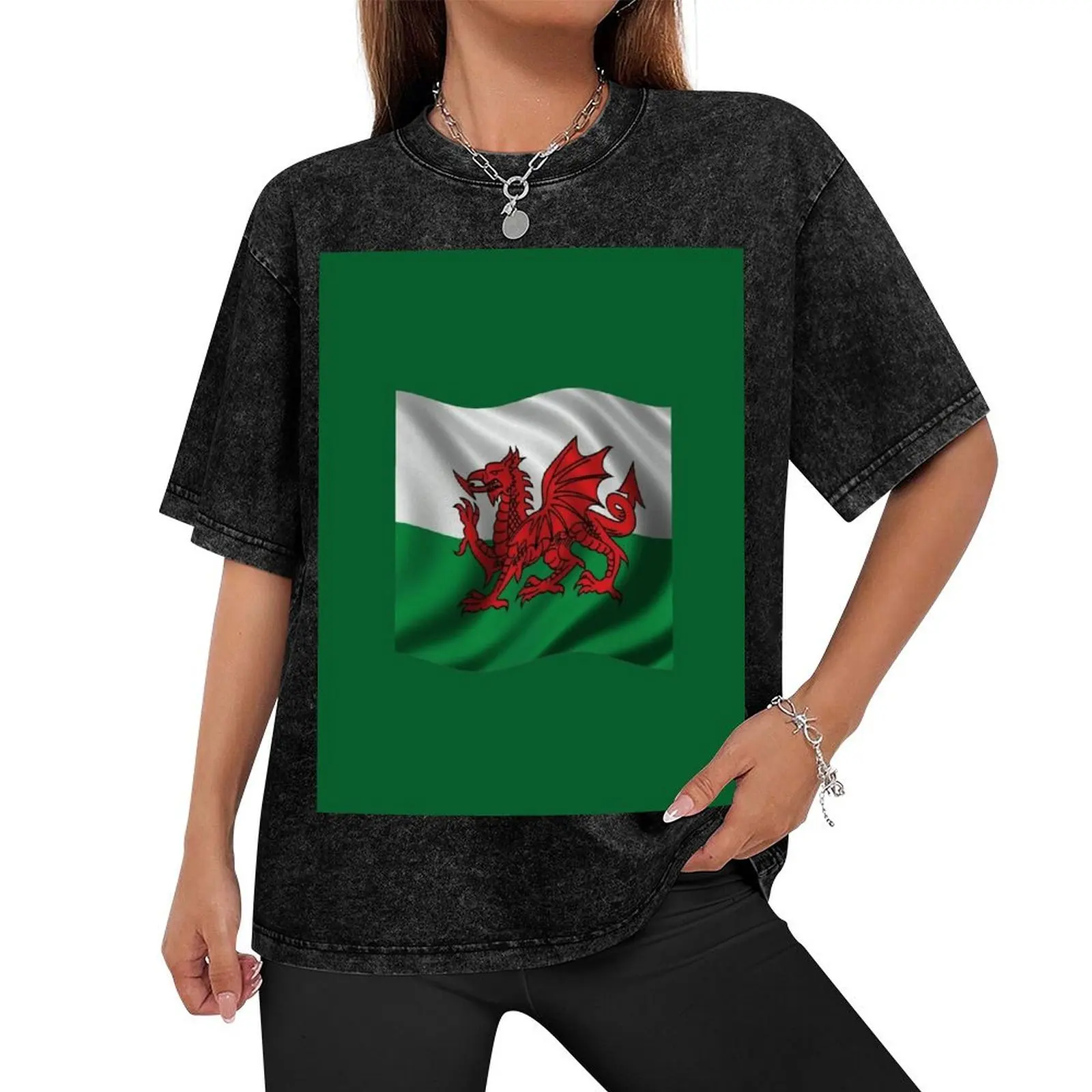 Y Ddraig Goch Welsh Flag Rugby Union v1 T-Shirt oversized topping workout shirts for men