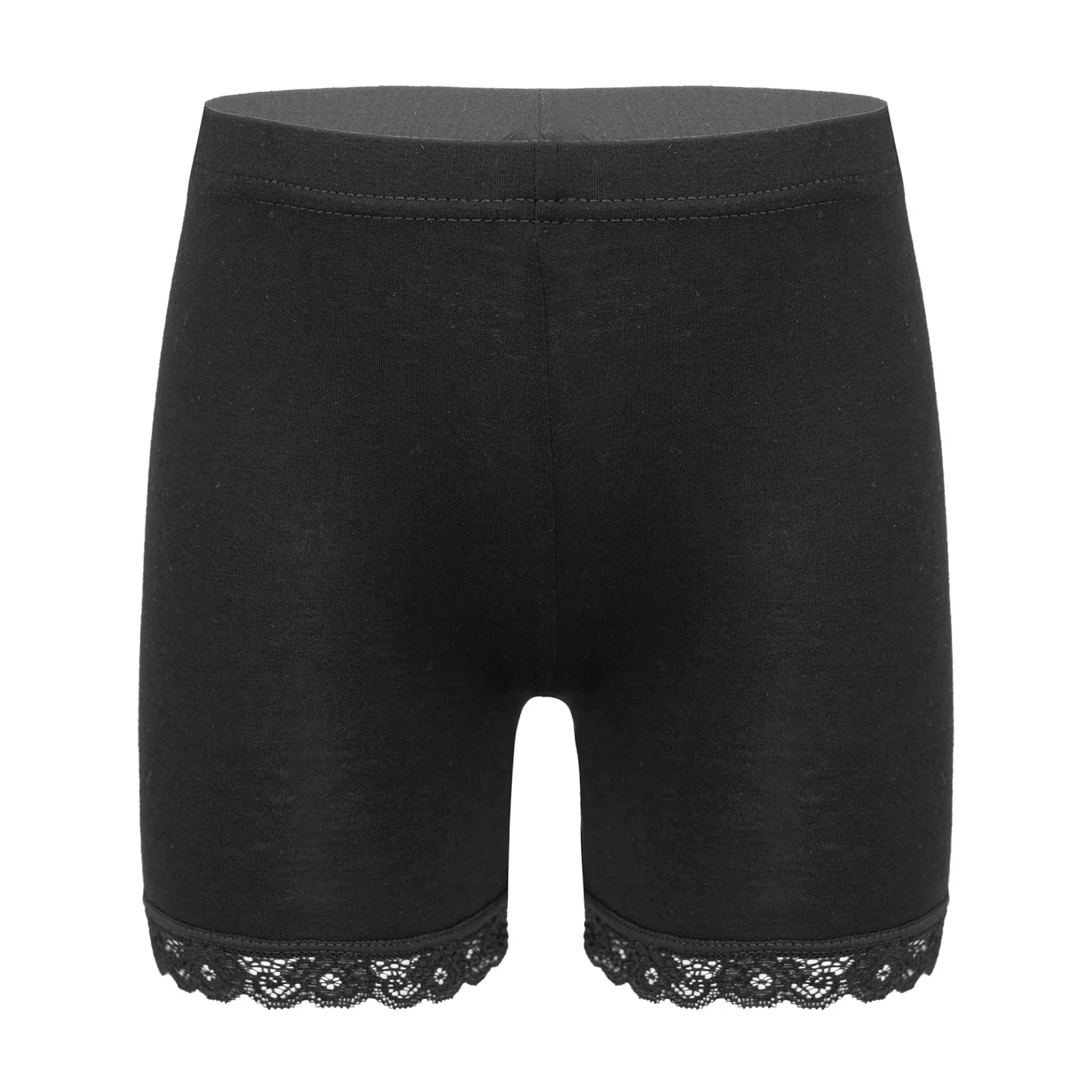 6Pcs Kids Girls Ballet Dance Underwear Boxer Shorts Casual Clothing Elastic Waistband Simple Solid Color Lace Ruffle Hem Shorts