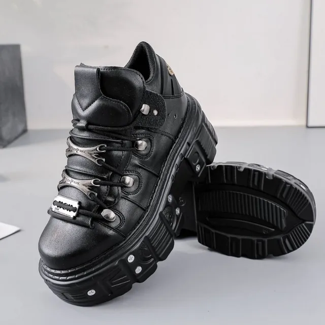 New Rock Shoes 2026 Women Black Dad Shoes Thick-Soled Women's Shoes Heavy Metal Personality Gothic Punk Boots for Women 4