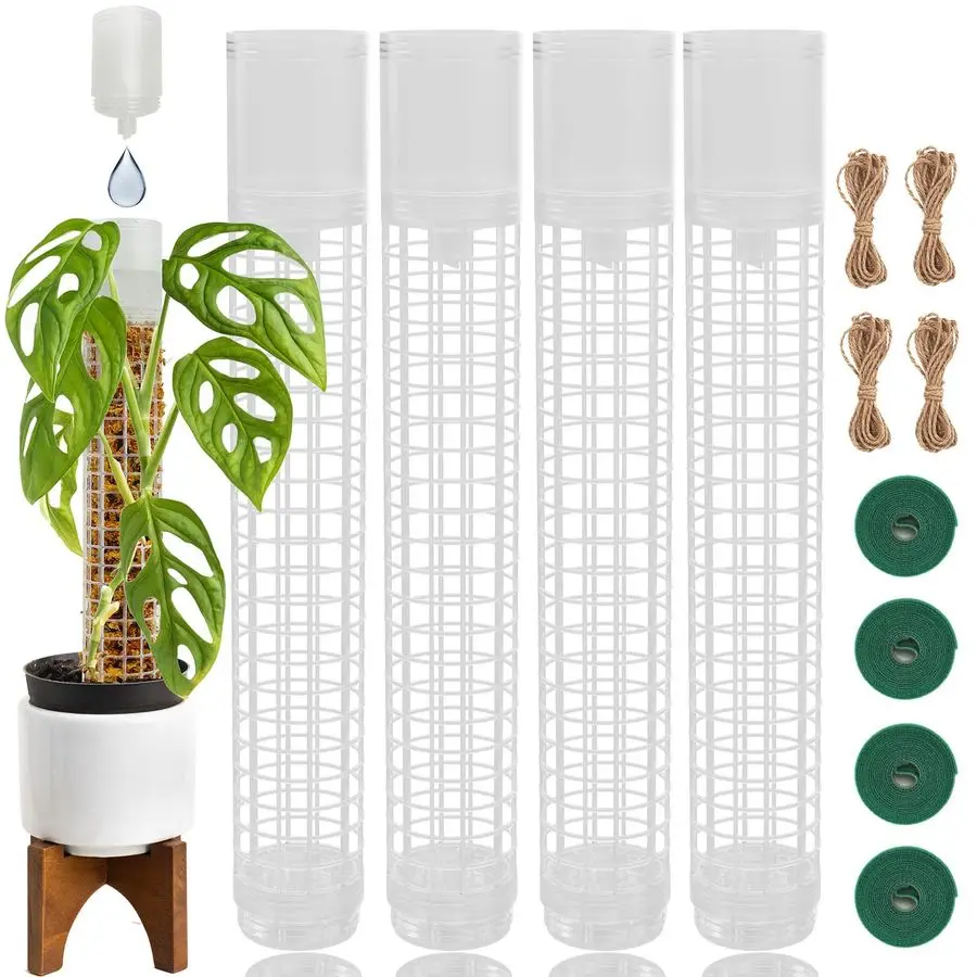 

SelfWatering Moss Pole for Monstera Plant Support, 18.8 Inch Stackable Plastic Moss Pole for Climbing Plants. 4PACKLarge