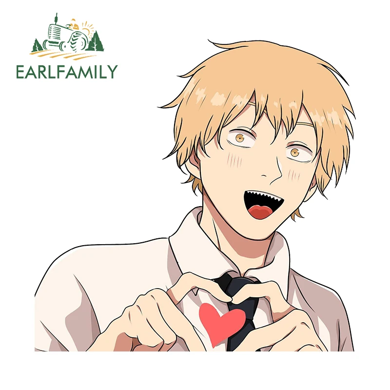 EARLFAMILY 13cm for Cute Danji Power Love Heart Car Stickers Personality Cartoon Decals Car Label Windshield Caravan Decor