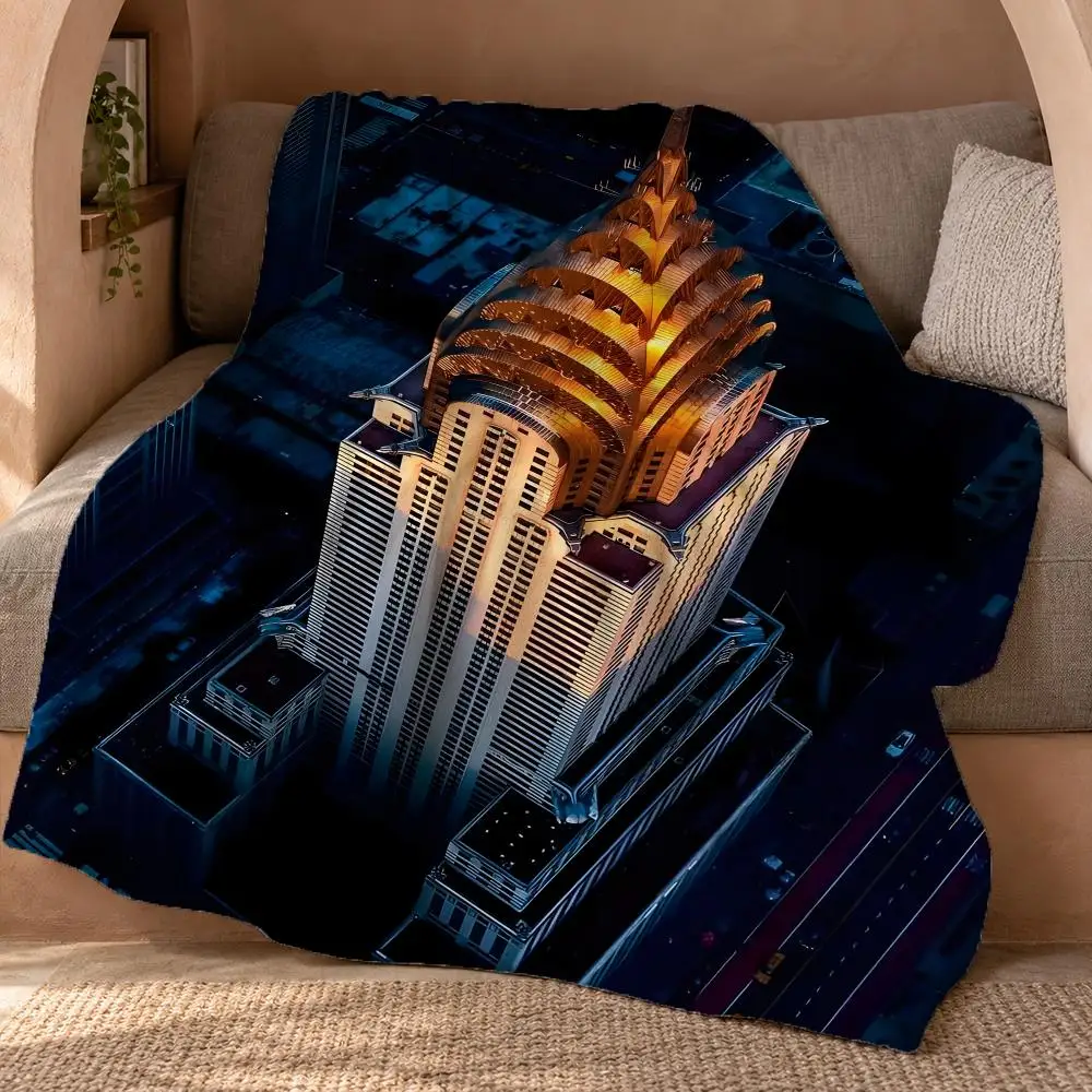 Chrysler Building Throw Double Sided Flannel Throw Blanket Soft Travel Camping Sofa Bed Home