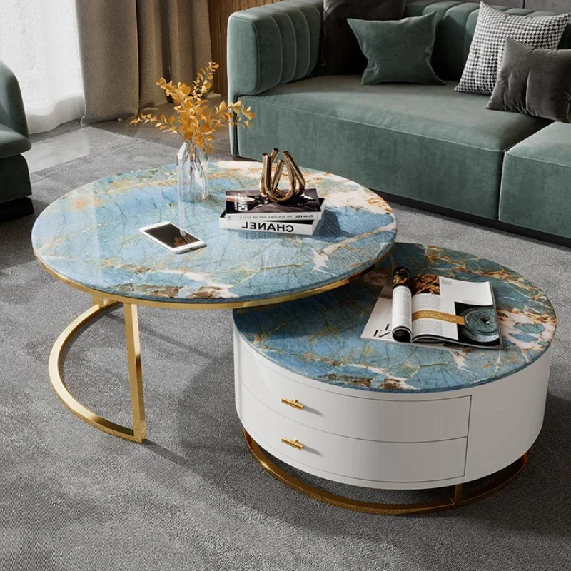 

Aesthetic Living Room Coffee Table Storage Stainless Steel Luxury Design Tea Table Side Metal Tavolino Soggiorno Home Furniture