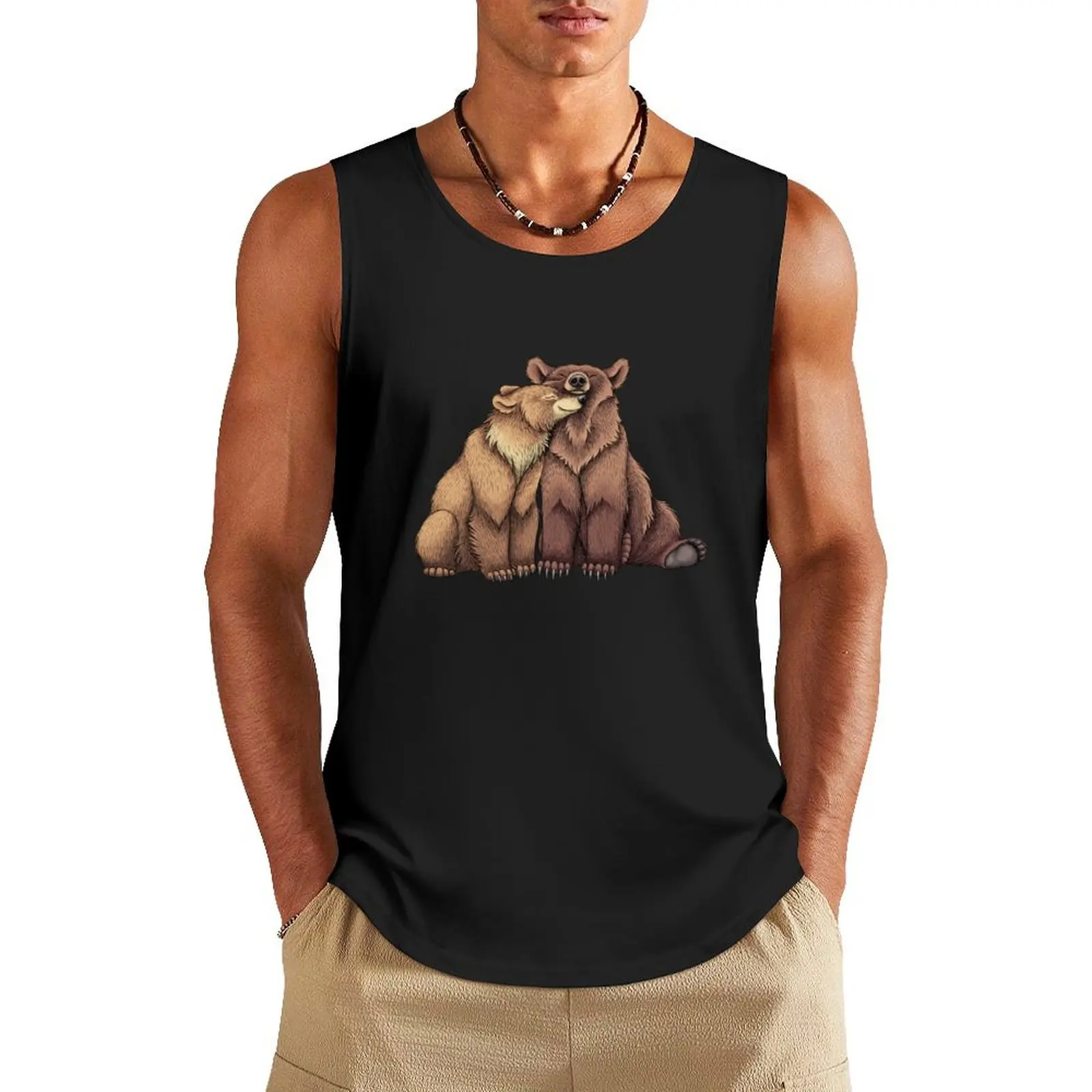 Bear Couple Tank Top fashion 2024 man bodybuilding man gym shirts vest men