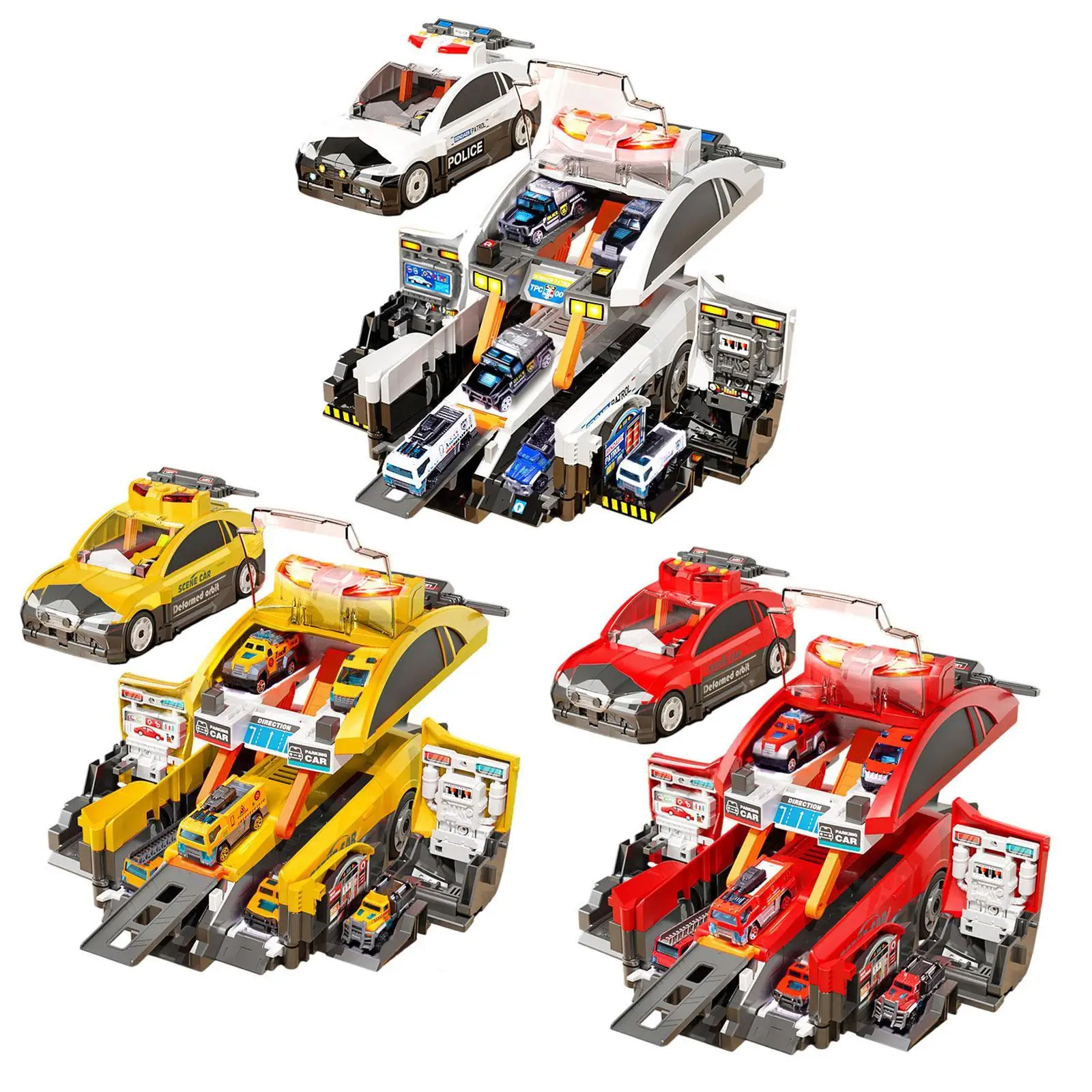 Car Toy Set for Kids Deformation Toy Car Carrier Truck Toy with 6 Small Alloy Cars for Kids Boys Girls Age 3-5 Birthday Gift