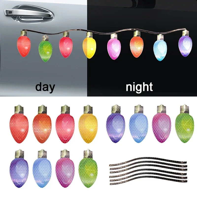 

Christmas Car Decoration Sticker Popular Magnetic Santa Claus Light Bulb Snowman Reflective Sticker Decorative Accessories
