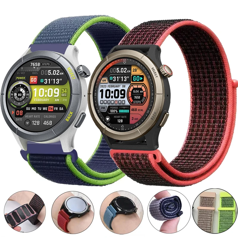 20 22mm Nylon Loop For Amazfit Cheetah Pro/Round/Square Sport Strap For Amazfit GTS 2 3 4 4mini/GTR/Bip 6 5 3/Balance 2/Active 2