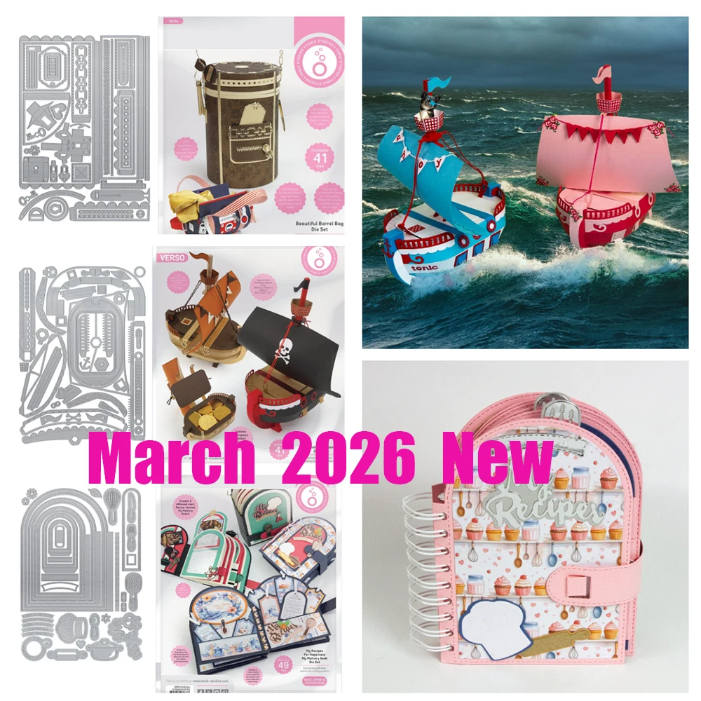 

March 2026 New Grandiose Galleon Gift Box Die Set Beautiful Barrel Bag Dies for DIY Scrapbook Greeting Card Decoration Template