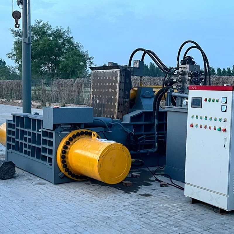Metal Briquetter & Flattener Horizontal Type Scrap Aluminum Iron Can Processing Compactor