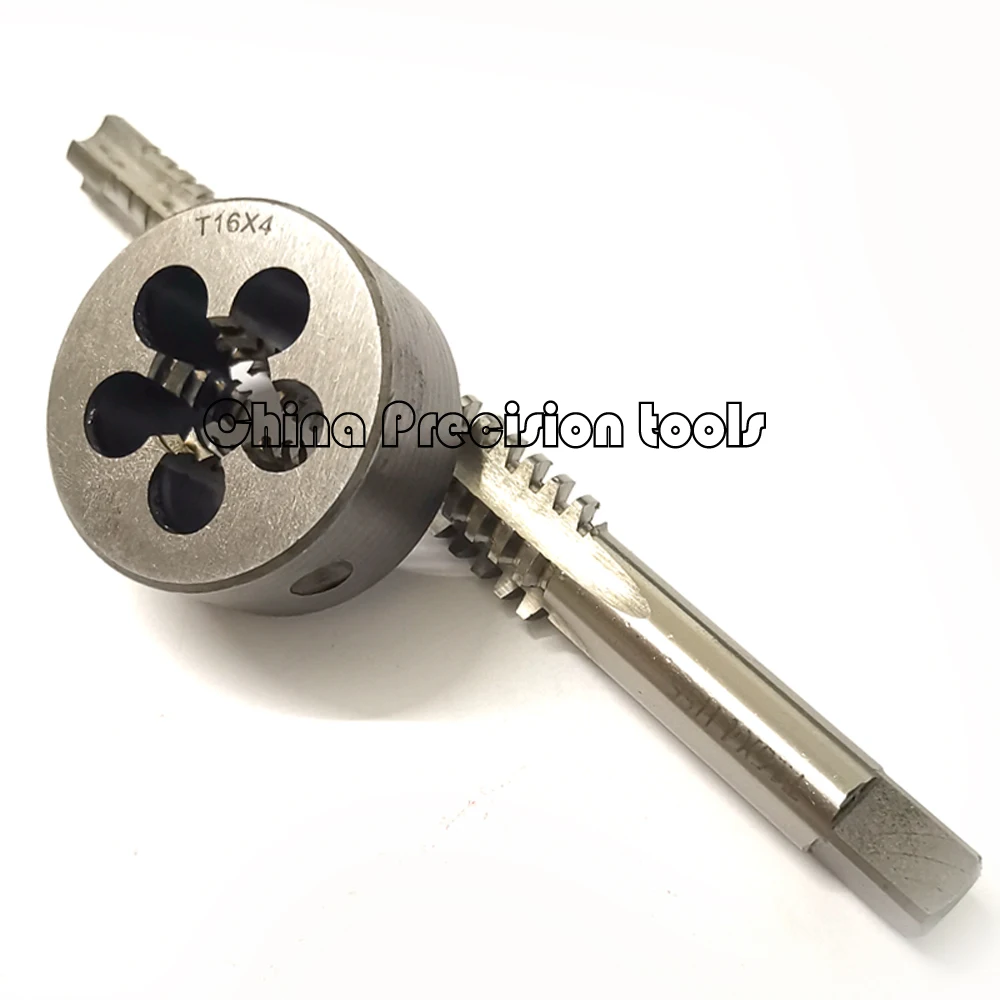 2PCS HSS Trapezoidal thread tap and Die set Tr16 T16 TR16X2 TR16X3 TR16X4 Right Left hand taps dies sets T16X2 T16X3 T16X4