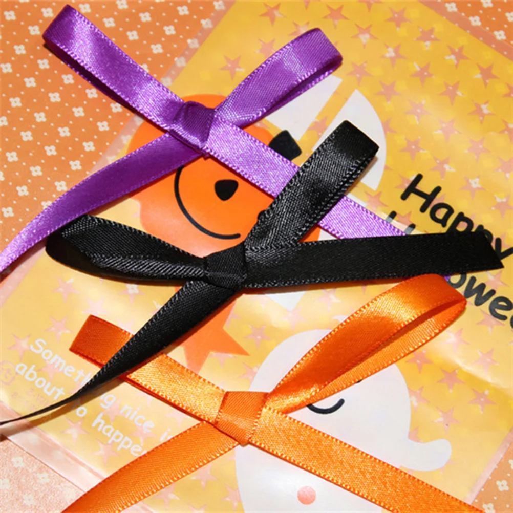 3pcs 1cm Halloween DIY Decorative Ribbon Silk Gift Ribbon Ribbon Packaging Straps Black Orange Purple