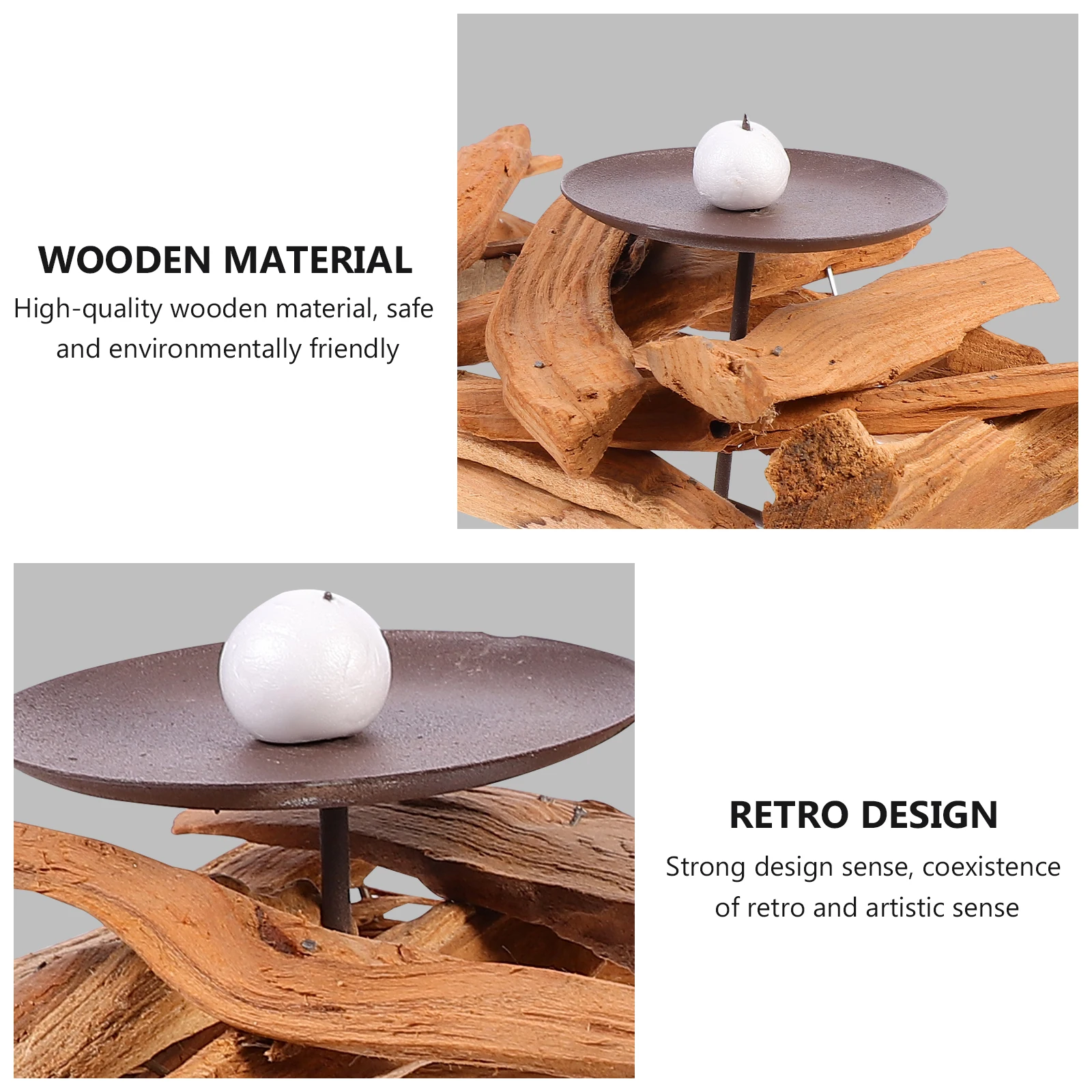 

1pc Candlestick Ornaments Wooden Holder Home Decor Wedding Stand Candlelit Dinner Holder Wood Gift