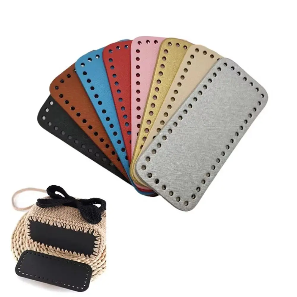 PU Leather Crochet Bag Bottom Rectangle Wear-Resistant Long Bag Bottom with Holes Making Bags Purse Handmade Bottom