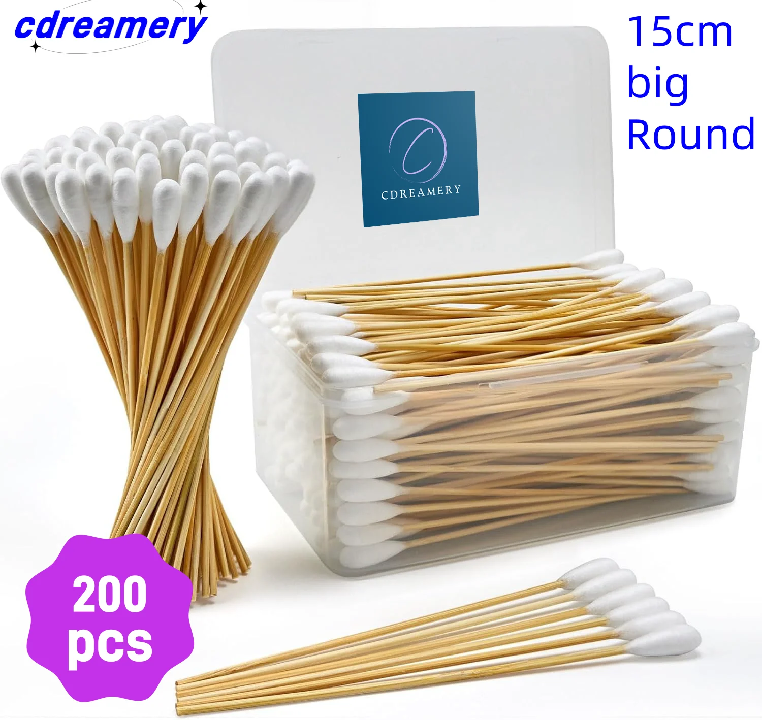 CD 2/400p Long Q Tips for TATTOO Cleaning,  6 Inch  Bamboo Qtips Cotton Swabs Precision Swabs for Makeup, Ears, and Gun Cleaning