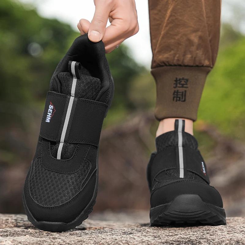 Large Size Men Fashion Steel Toe Shoes Anti-Puncture Anti-Shatter Breathable Mesh Casual Thick Sole Work Sneakers - view 6
