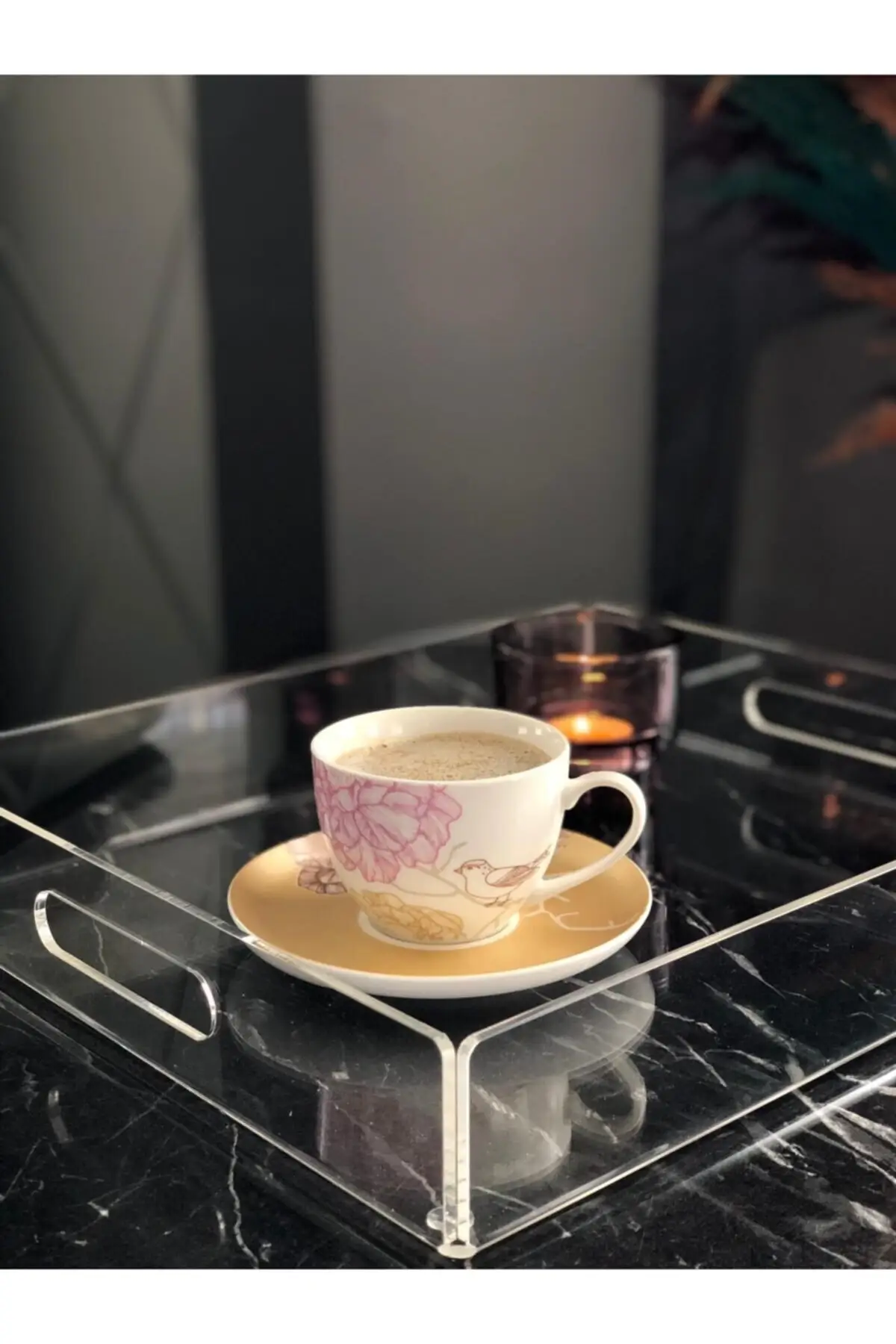 Transparent tray 35 × 30 Cm large size/decorative luxury 2022 tray Tea tray Tea tray