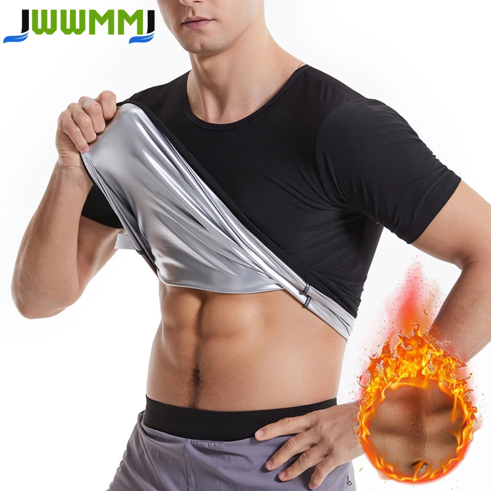1Pcs Sauna Suit for Men Women Sweat Sauna Shirt Workout Sauna Vest Short Sleeve Jacket Top Body Shaper Slimming Fitness