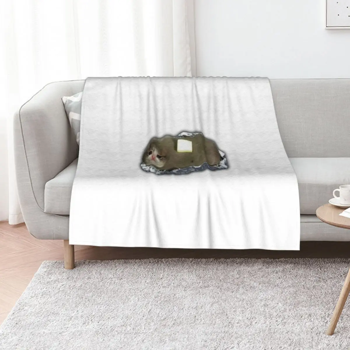 sad potato cat with butter Throw Blanket Hair Bed Fashionable Camping Flannel Luxury Designer for babies Blankets