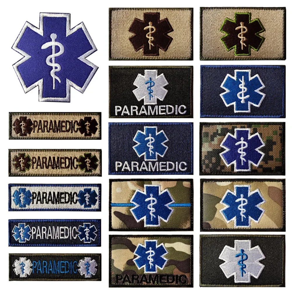 PARAMEDIC Star of Life USA Rescue Team Embroidered Patch Military Medical Tactical Badge Backpack Armband Hook Loop Appliques