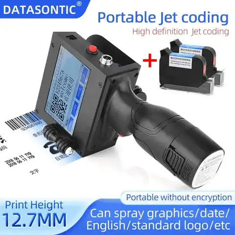 quick-drying Handheld Inkjet Printer 12.7mm Date Barcode  Label coding machine JS12 JS10 2588+ Portable Printer No encryption