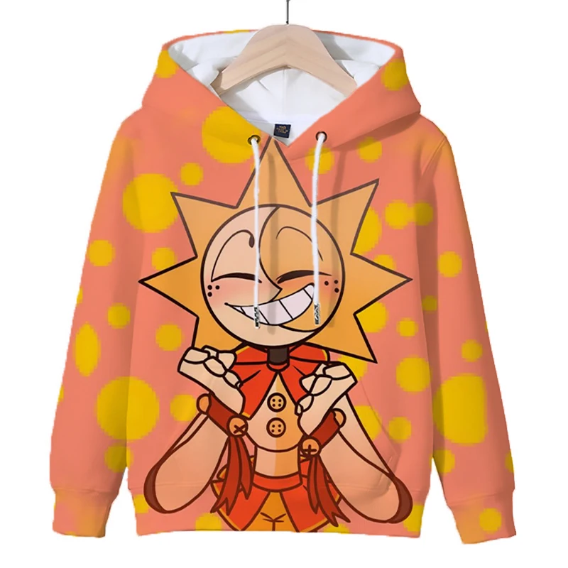 Funny Cartoon Fnaf Sundrop Moondrop Hoodie Kids Clothes Boys Casual Winter Pullover Hoody Girl Anime Hooded Sweatshirt Sudadera