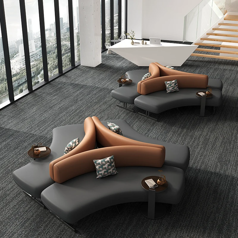 &Office Negotiation Sofa Hotel Lobby Lobby Business Reception Meeting Bank Rest Area Waiting Leather Art Sofa
