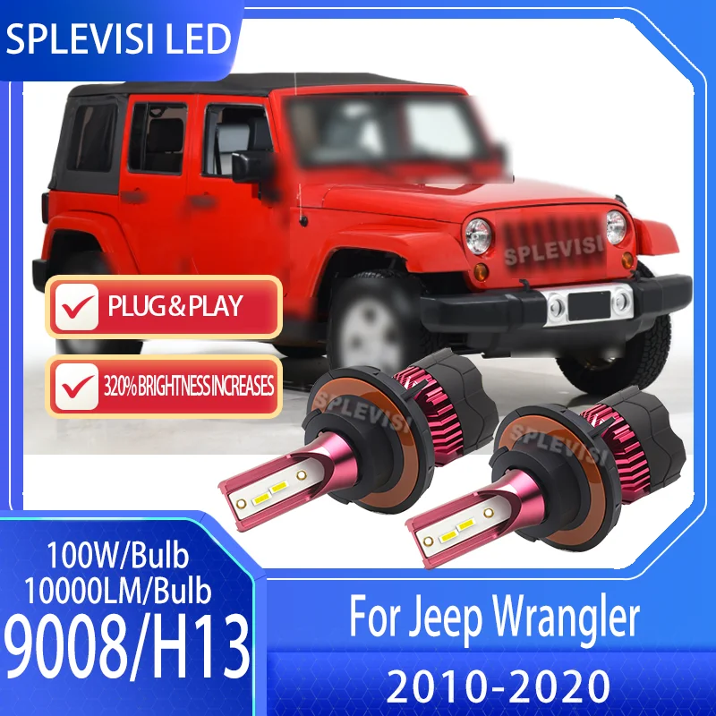 Instalación Simple H13 faro LED 12v 6000k halógeno reemplazar para Jeep Wrangler 2010 2011 2012 2013 2014 2015 2016 2017-2020