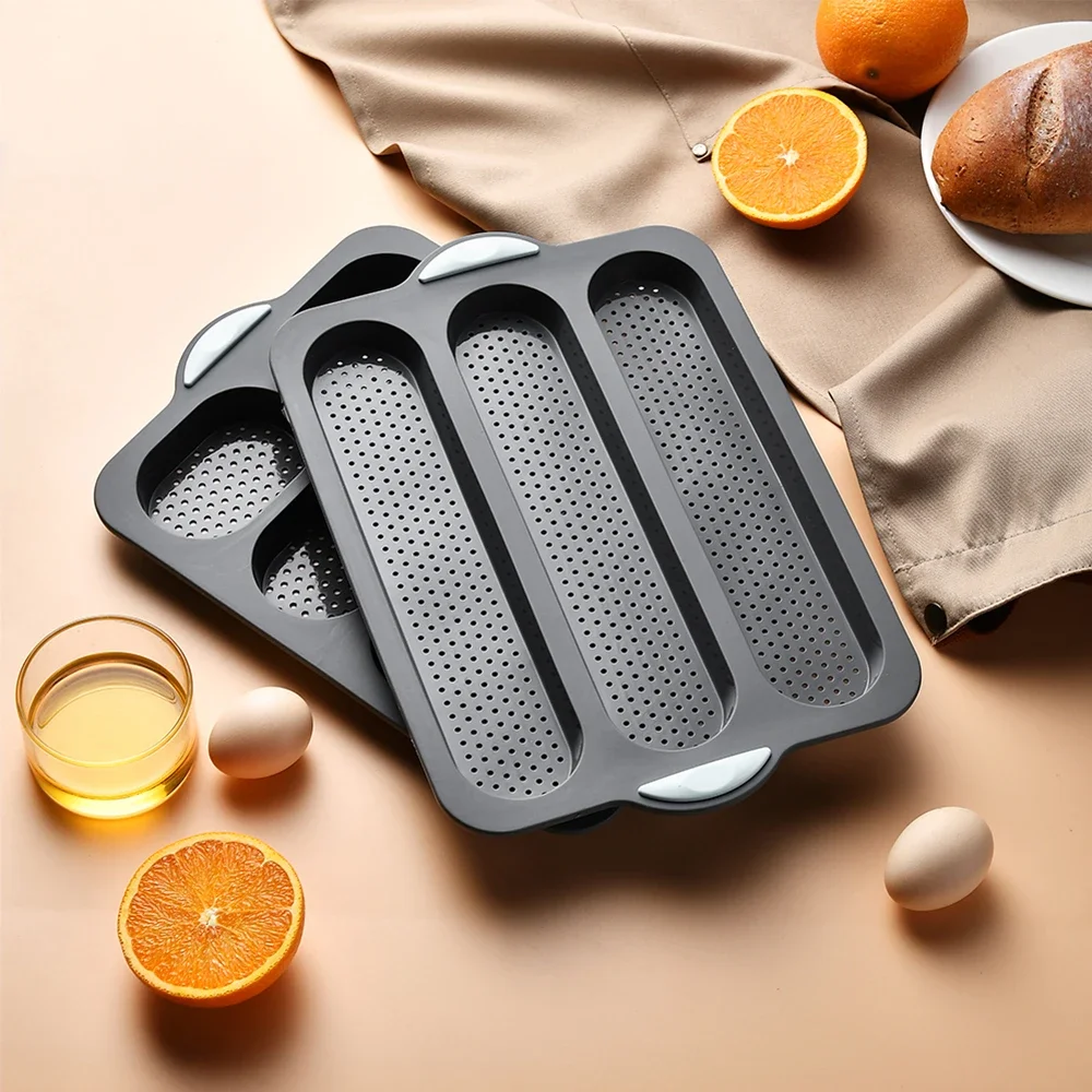 Silicone French Bread Baking Mold Cake Baguette Hot Dog Bread Molds Non-Stick & Easy Clean Heat Resistant Silicone Baking Tools