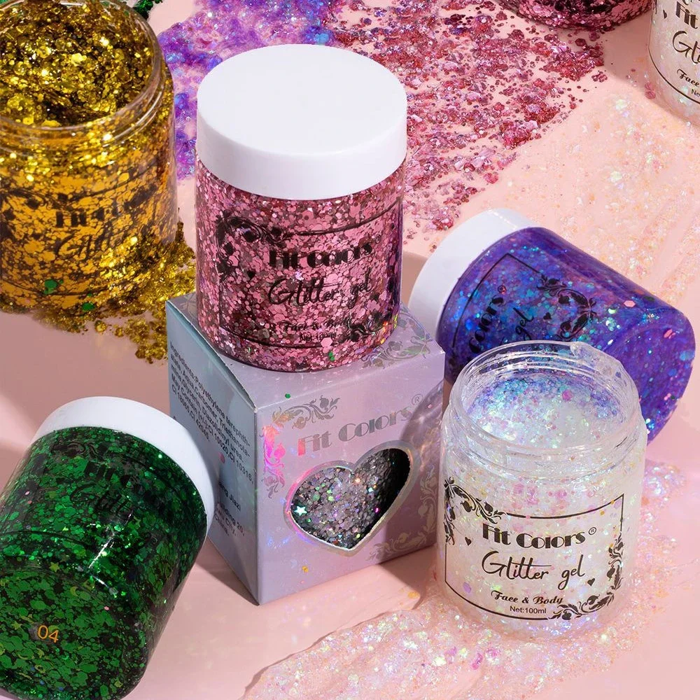 100ml Glitter Gel Eye Shadow Liquid Face Body Large Sequin Gel Multifunctional Colorful Loose Sequins Cream Party Decoration