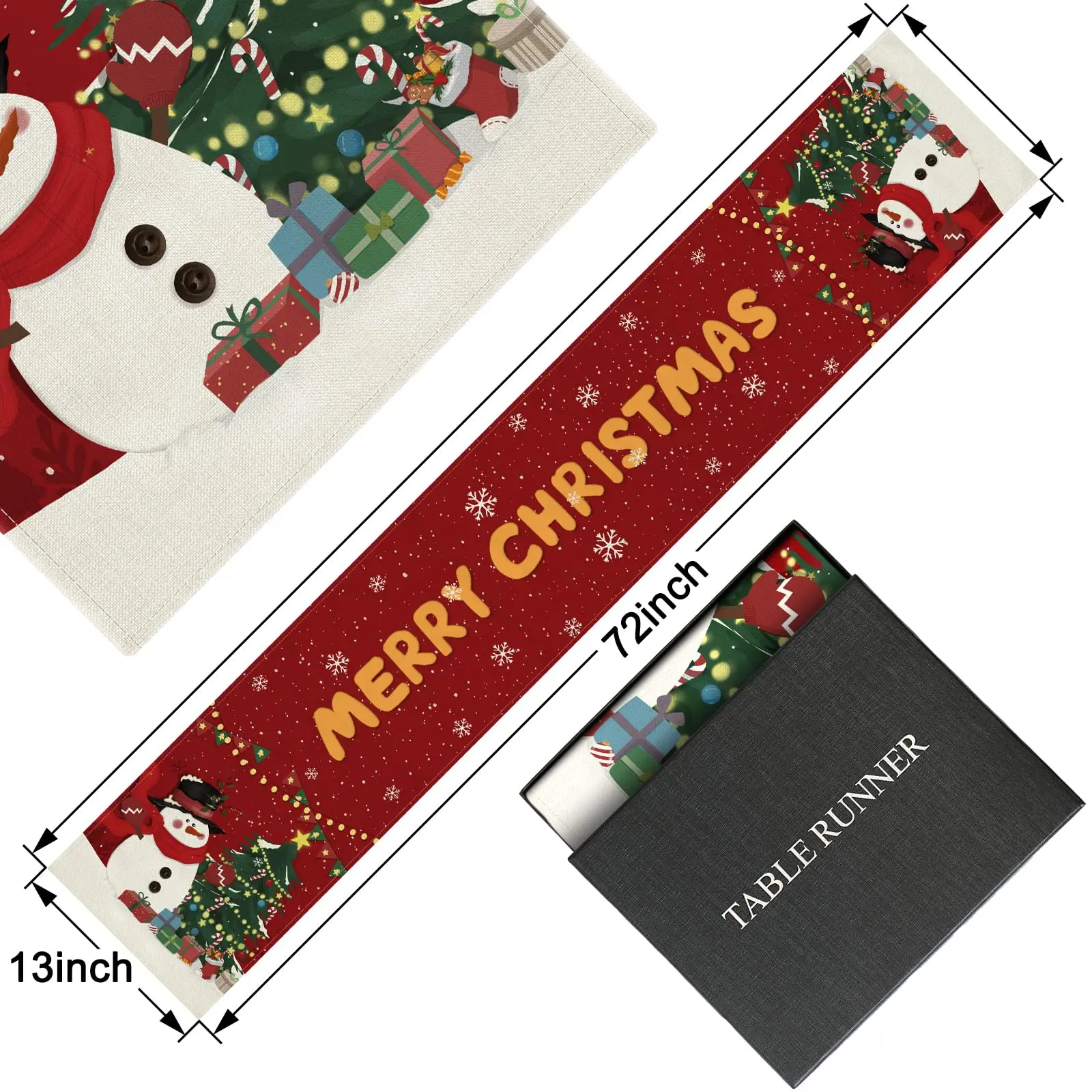 Christmas Snowman Table Runner,Indoor Christmas Theme, Holiday Decoration, Home Party Decor, Winter, 13x72 Inch