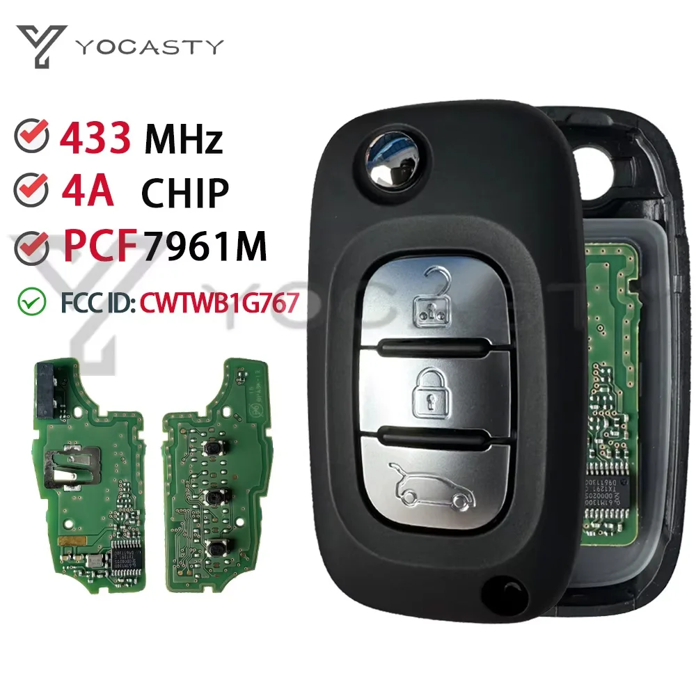 

YOCASTY FCC ID: CWTWB1G767 Original 4A CHIP PCF7961 Flip Remote Smart Car Key Fob For Renault 2012 - 2016 Megane III Twingo