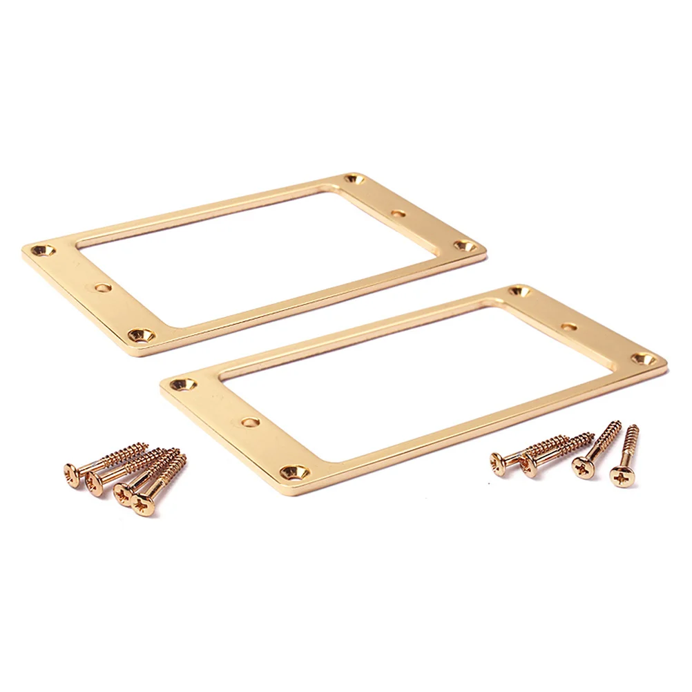 

2Pcs Humbucker Pickup Mounting Rings Flat Metal Durable Guitar Pickup Rings Covering Hole Edges 92x46mm Golden