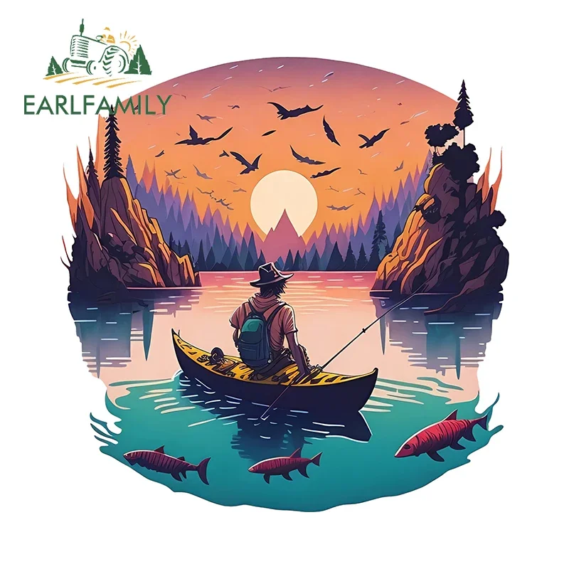 EARLFAMILY สําหรับภูเขาและแม่น้ําธรรมชาติดูรถสติกเกอร์ Mountaineer Graffiti Creative Decals Scratch-Proof ป้ายรถ