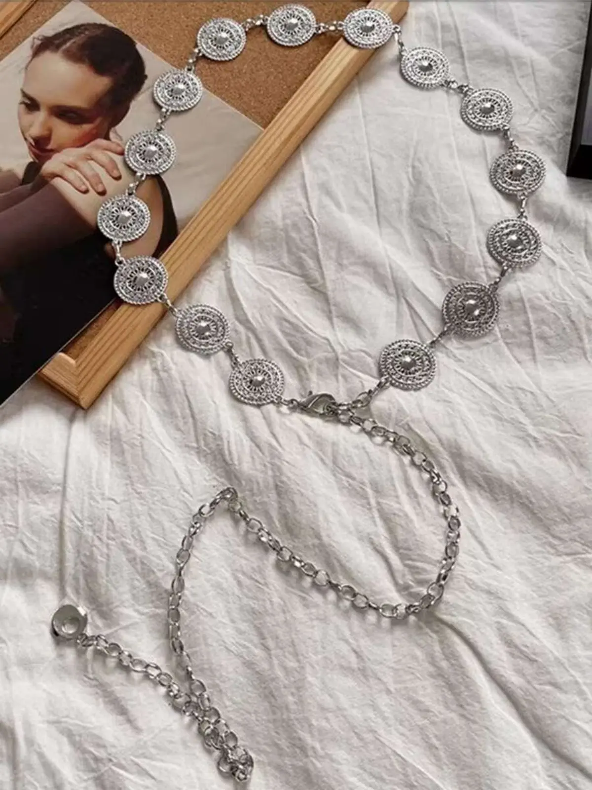 Damski łańcuszek w talii w kształcie koła w stylu steampunk dla kobiet, designerski pasek ze stopu do sukienki, elegancki i modny Boho — zdjęcie 5