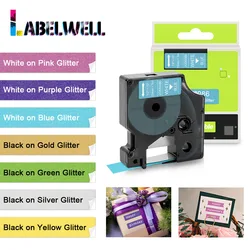 Labelwell 12mm Compatible Dymo D1 2056090 2056085 2056098 Glitter Tape 2056091 2056086 for Dymo LabelManager 160 280 Label Maker