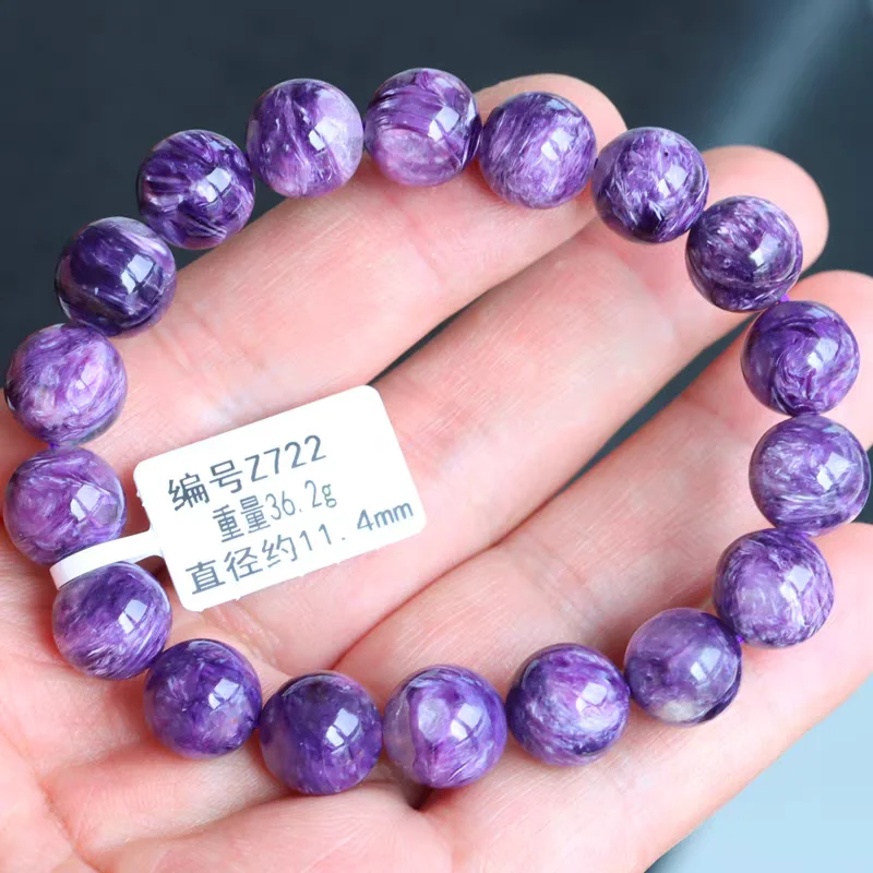 الطبيعية الأرجواني الشارويت الخرز روسيا الخرز سوار مجوهرات النساء الرجال من حجر الشارويت 8mm 9 مللي متر 10 مللي متر 11 مللي متر 12 مللي متر AAAAA