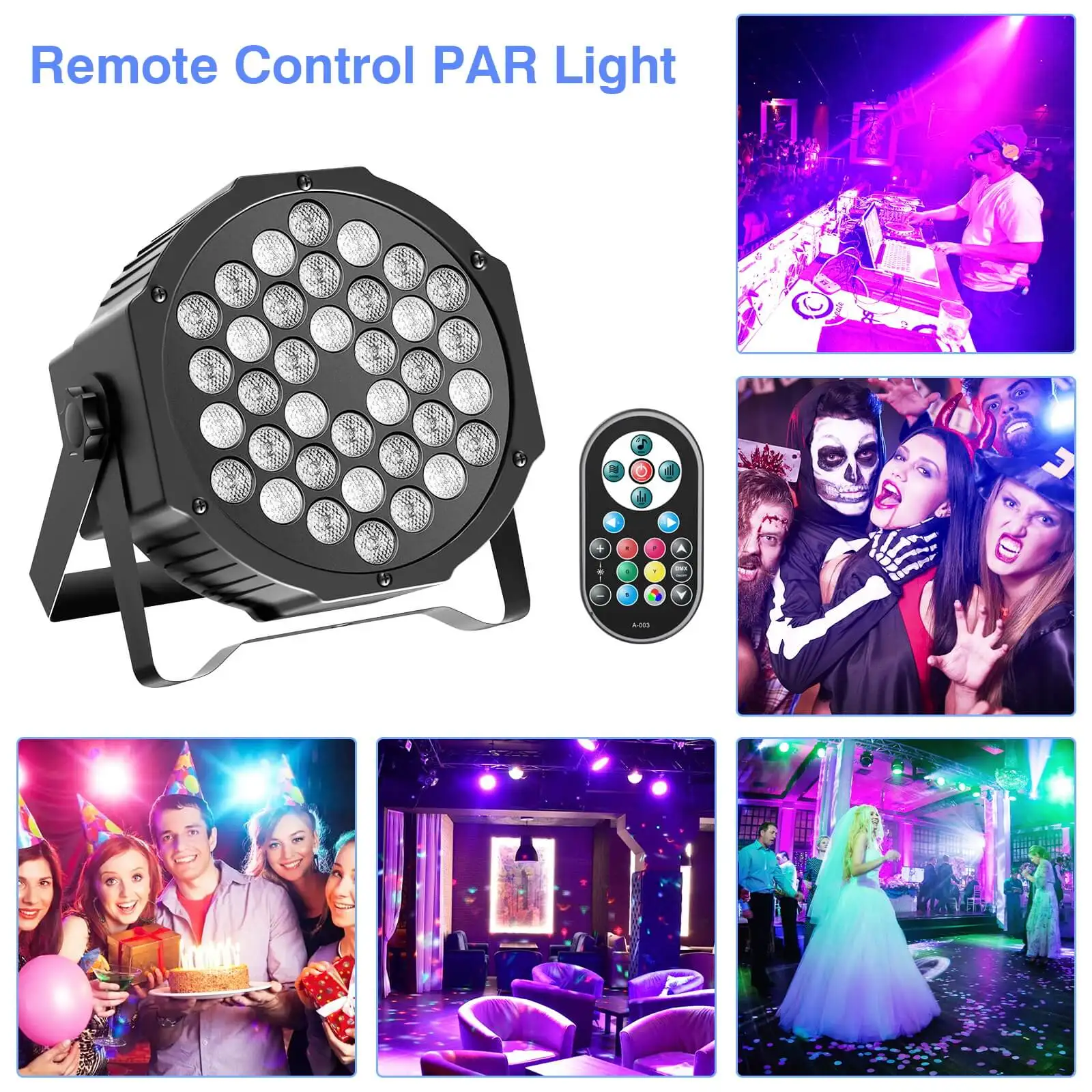 Datewink 2/4PCS Flat Par Lights 36LEDs RGB Stage Lighting Effect DMX512 Control For DJ Disco Church Wedding Party Club Christmas